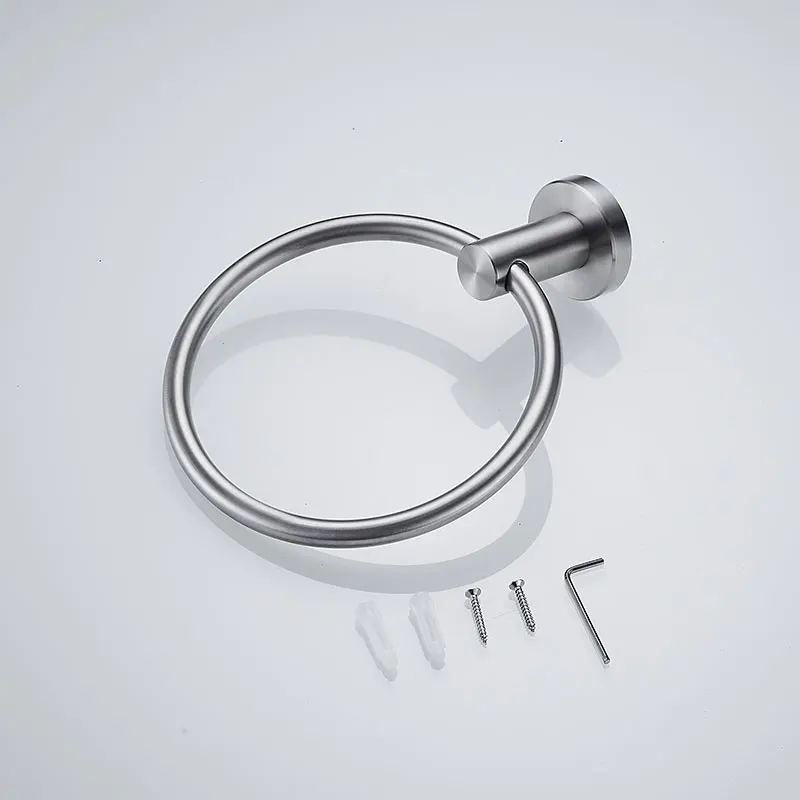 Bathroom Towel Ring Holder Circle Rings Door Hanger Towels Rack, Bathroom Hardware Set Wall Mount Stainless Steel Brushed