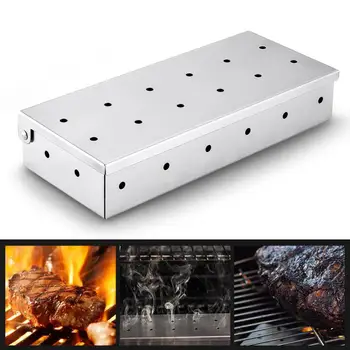 

BBQ Smoker Box Wood Chips For Indoor Outdoor Charcoal Gas Barbecue Grill Meat Infused Smoke Flavor Accessories Smoker Box