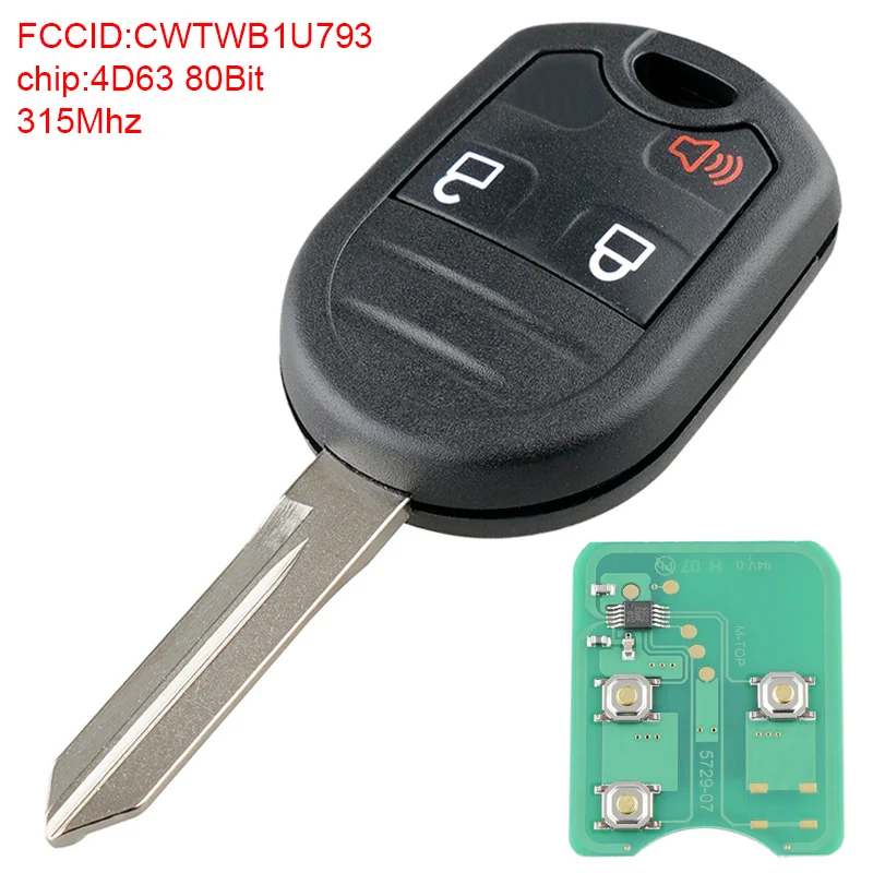 315MHZ 3 BUTTONS REMOTE KEYLESS ENTRY REMOTE CAR KEY FOB WITH 4D63 80BITS CHIP M3N5WY72XX FIT FOR 2011 2012 2013 2014 FORD F150