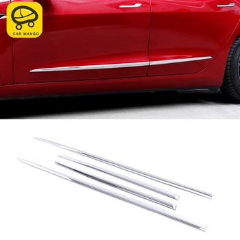 

CarManGo For Tesla Model 3 2017-2020 Car Accessories Door Side Sills Pad Cover Sticker Frame ABS Carbon Exterior Moulding Chrome