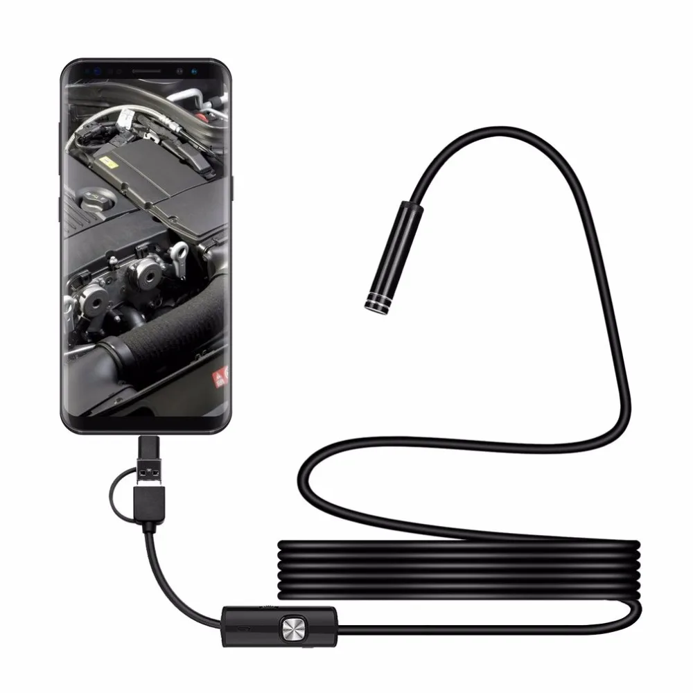 USB бороскоп 5,5 мм 7 мм объектив Android эндоскоп камера 1 м 2 м 5 м провод водонепроницаемый осмотр камера для ПК Android телефон