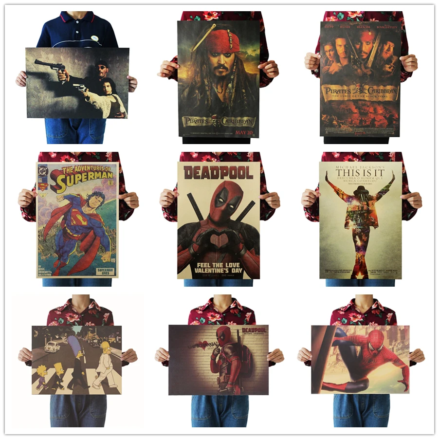 

Deadpool Marvel Joker Superhero Movie Famous view kraft paper Cafe bar pub poster Retro Poster decorative painting