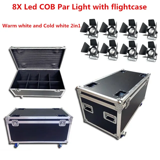Warm Cold white 2in1 8X Led COB Par Light с flightcase 200 Вт светодиодный прожектор Par с мультичипом RGBWA UV 6в1 теплый белый светодиодный dj свет Мыть прожектор для дискотеки сценические эффекты - Цвет: Warm Cold white 2in1
