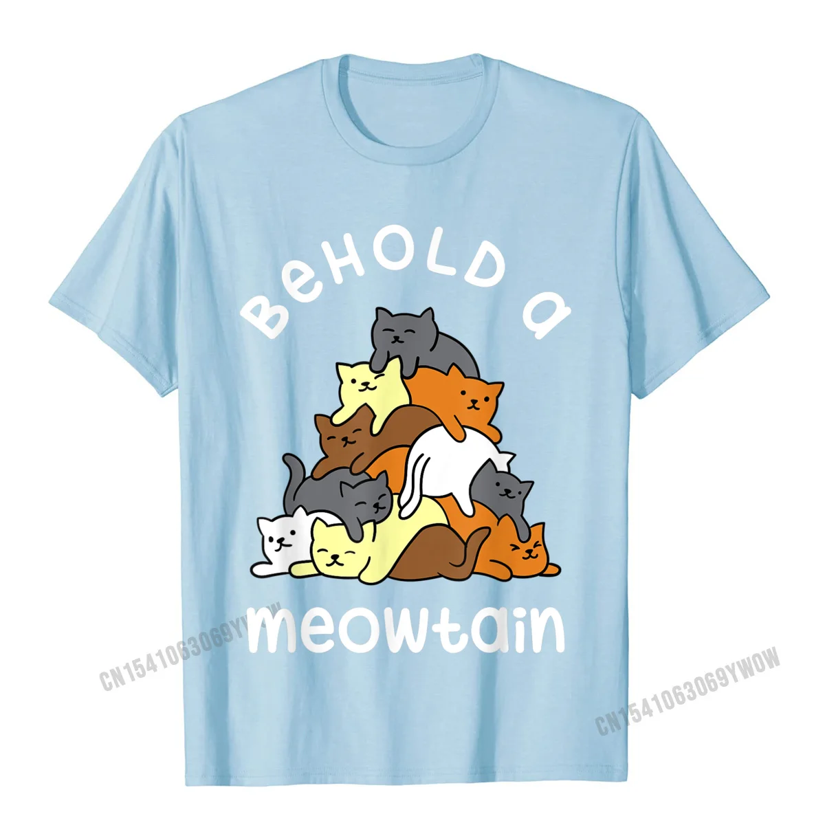 Tops Shirts Casual Mother Day Prevailing Design Short Sleeve 100% Cotton Crew Neck Adult T Shirts Design T-shirts Behold a Meowtain - Funny Cat Mountain Cat Lover Gift T-Shirt__65 light