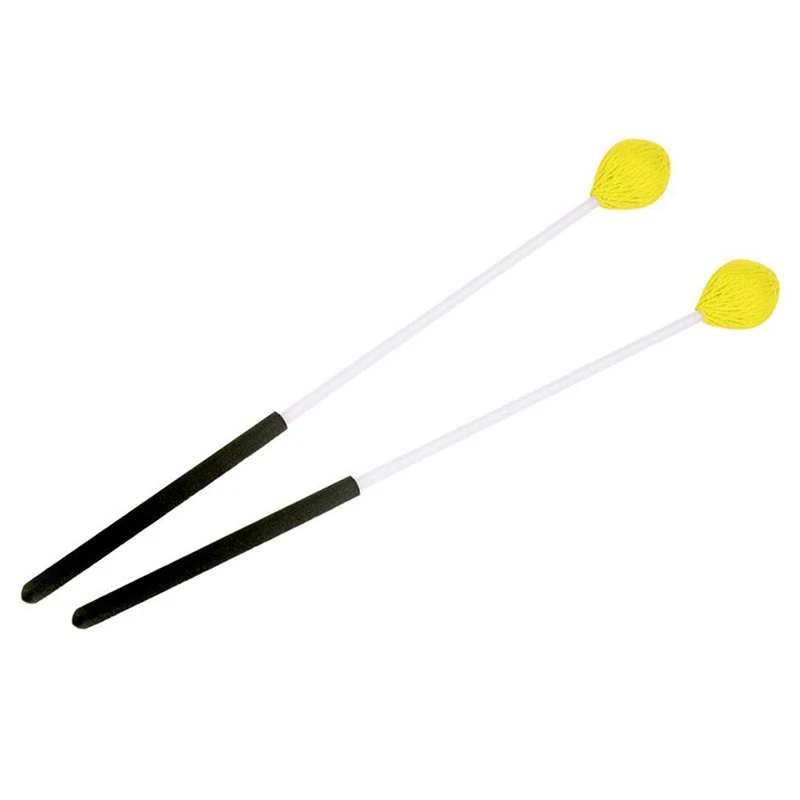 1 пара Киянки Marimba, ударные Киянки с желтой головкой из пряжи и гладкой деревянной ручкой для начинающих
