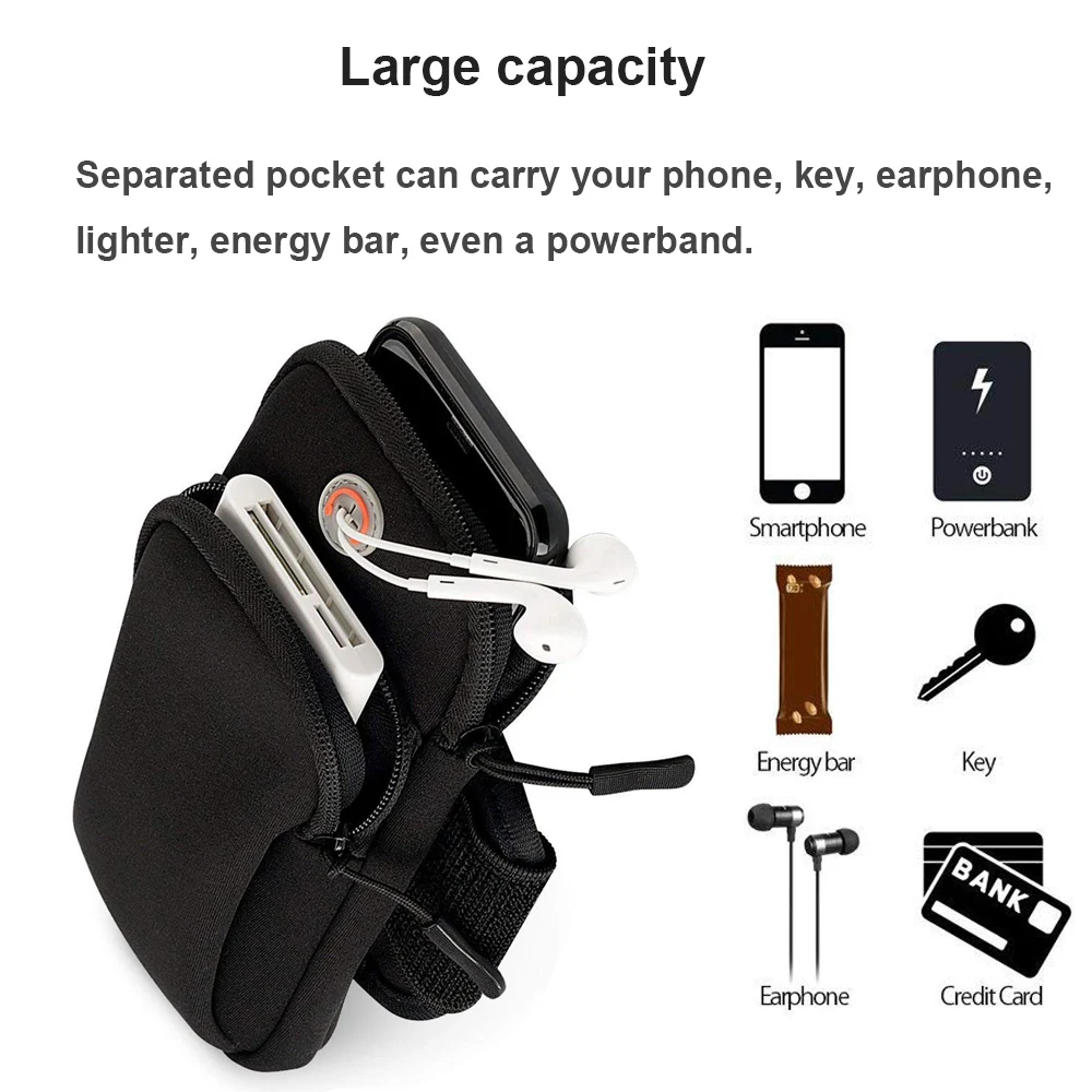 Banane De Sport étanche Avizar - Universelle, Zippée, élastiquée, Ajustable, Noire