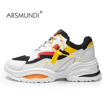 

ARSMUNDI 2020 New Men Chunky Sneakers Platform Stylish Men Sneakers Zapatillas Hombre Flyknit High Quality Men Casual Shoes