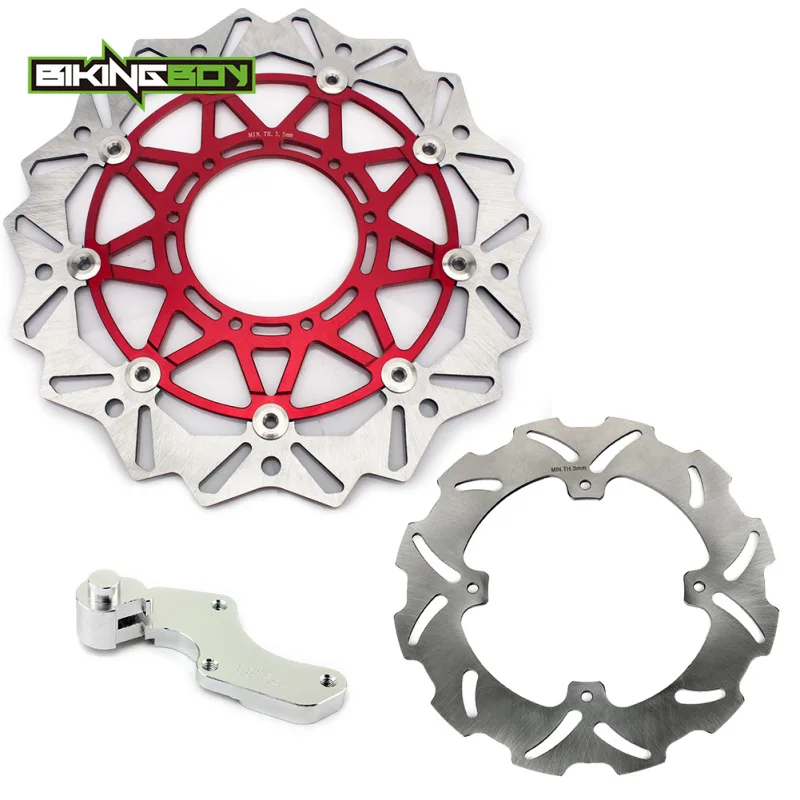 BIKINGBOY CR 125 250 R E 04 05 06 07 08 CRF 250 450 R 04-14 CRF 250 450X04-17 передние и задние дисковые тормоза диски тормозные кронштейн 320 мм - Цвет: Red Silver