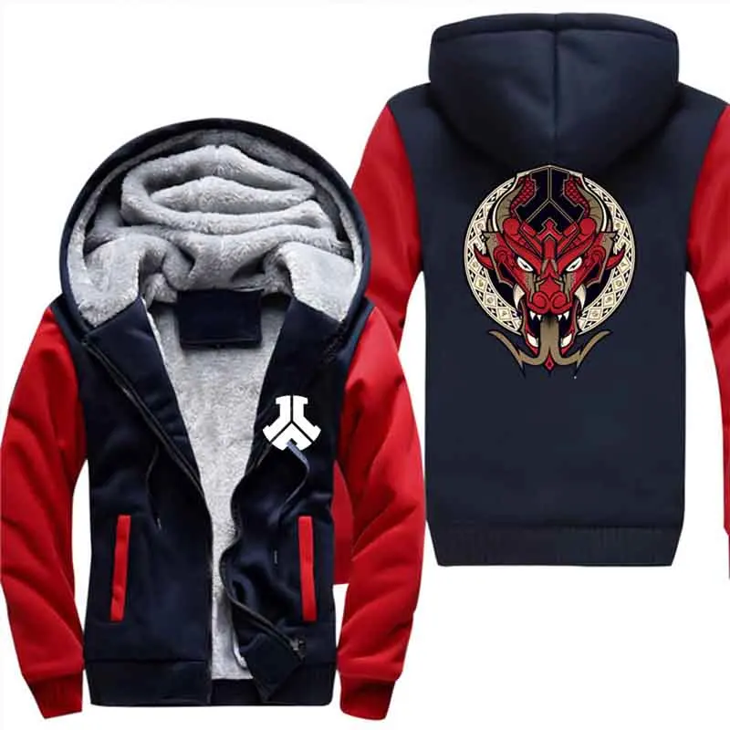 Серый Defqon 1 толстовки мужские зимние теплые толстые плюс бархат Defqon толстовки куртки парки модные повседневные толстовки дропшиппинг - Цвет: Серый