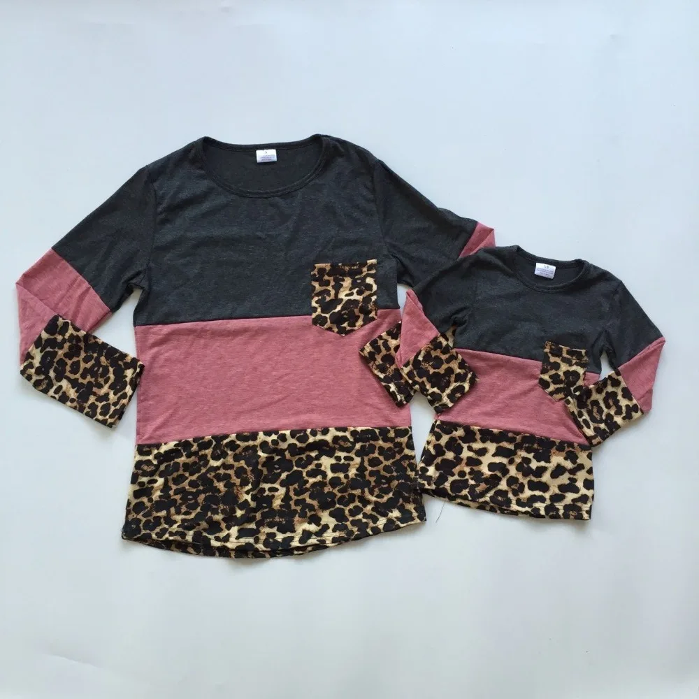 Одежда для мамы и ребенка, осенне-Осенние футболки с леопардовым принтом для девочек, 3 предмета, лидер продаж, одежда для девочек и мам