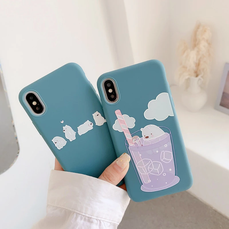 Чехол для IPhone 6 7 Plus X 11 Pro XS MAX XR 4 с изображением медведей и молочного чая | Мобильные