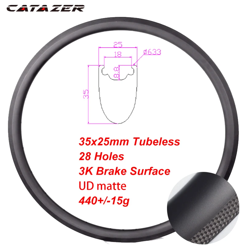 35x25 tubeless 24H 29er 27.5er углеродный обод MTB BMX 406 обод углерода 700C дорожный велосипед трубчатый довод бескамерные обода 30/35/55/60/88 мм с дисковыми тормозами - Цвет: 35x25 tubeless 24H