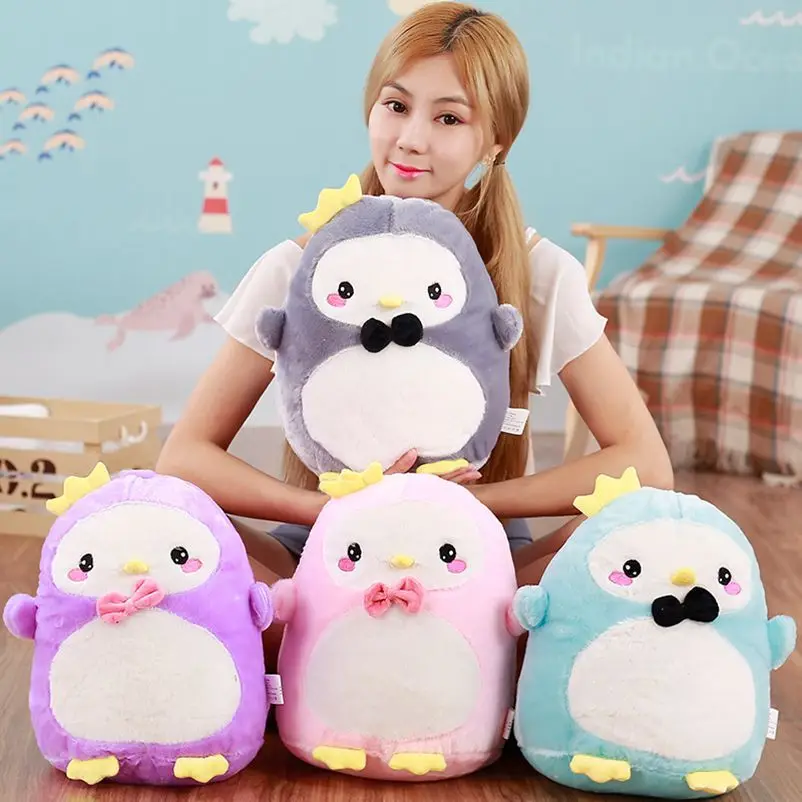 Hot Selling Crown Penguin Pillow Airable Blanket Plush Toys-Processing Customizable Logo Recruit Agents