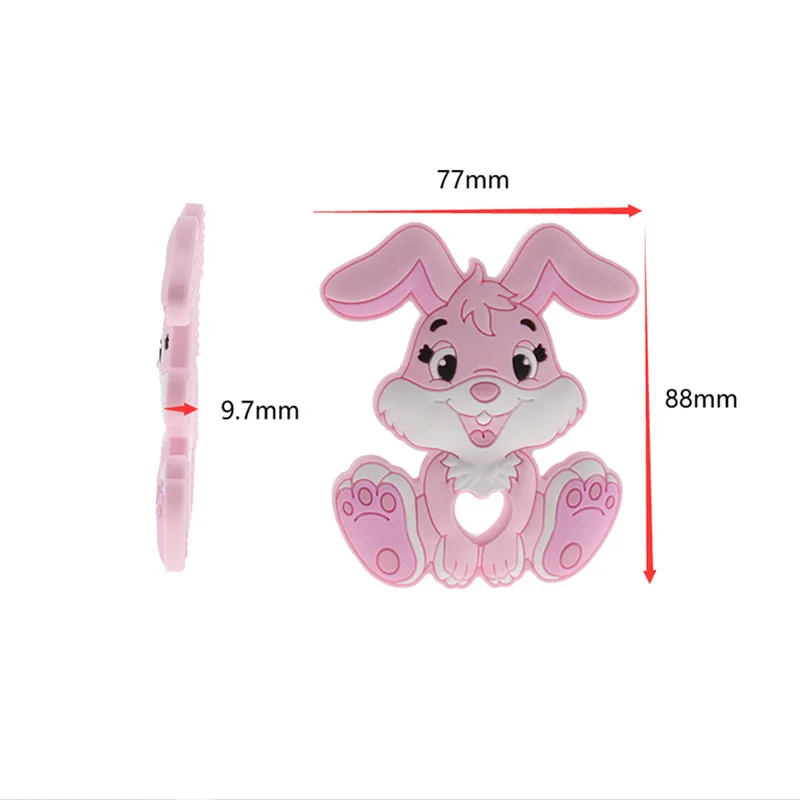 10pcs 토끼 실리콘 Teether  Teether 식품 학년 실리콘 Teether 치아  건강 BPA 무료 젖꼭지 액세서리