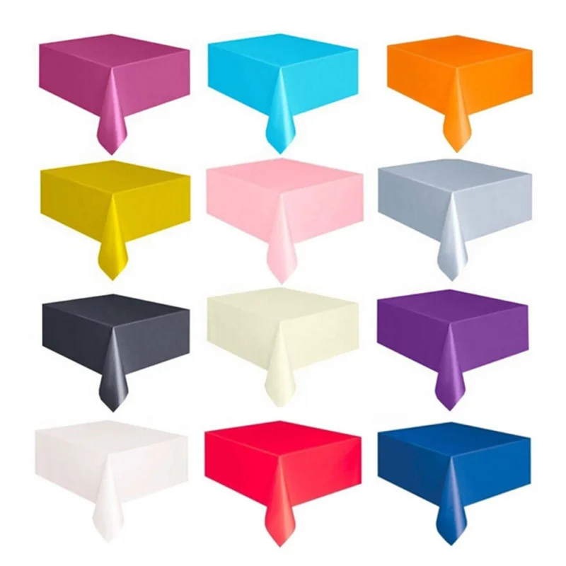 

138x276cm Plastic Disposable Tablecloth Solid Color Wedding Birthday Party Table Cover Rectangle Desk Cloth Wipe Covers sale