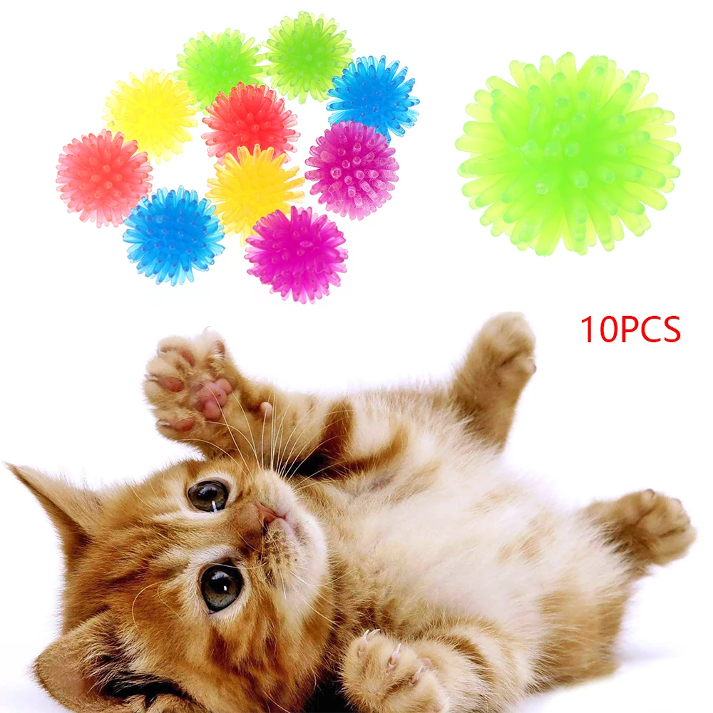 10Pcs/lot New Colorful TPR Pet Cat Toys Arbutus Ball Toys Interactive Kitten Squeezes Thorn Ball Chewing Toy Pet Supplies 2cm toy poodle puppies for sale near me