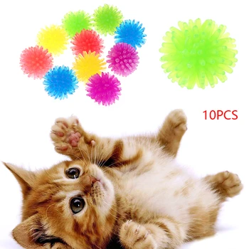 

10Pcs/lot New Colorful TPR Pet Cat Toys Arbutus Ball Toys Interactive Kitten Squeezes Thorn Ball Chewing Toy Pet Supplies 2cm