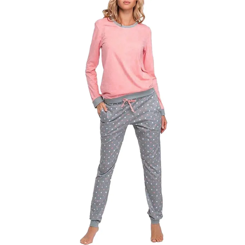

Women Sweatshirt Dot Print Tops Pants Sweatshirt Pajamas Matching Set Nightwear Sleepwear Outdoor Sportswear Oversized Hoodie N6
