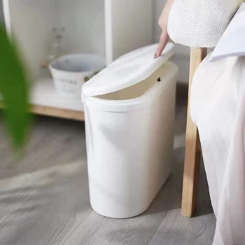 

Multifunction Plastic Narrow Type Press Cover Trash Can Toilet Can Put Paper Towels Waste Bin Dustbin Bathroom Garbage Bucket