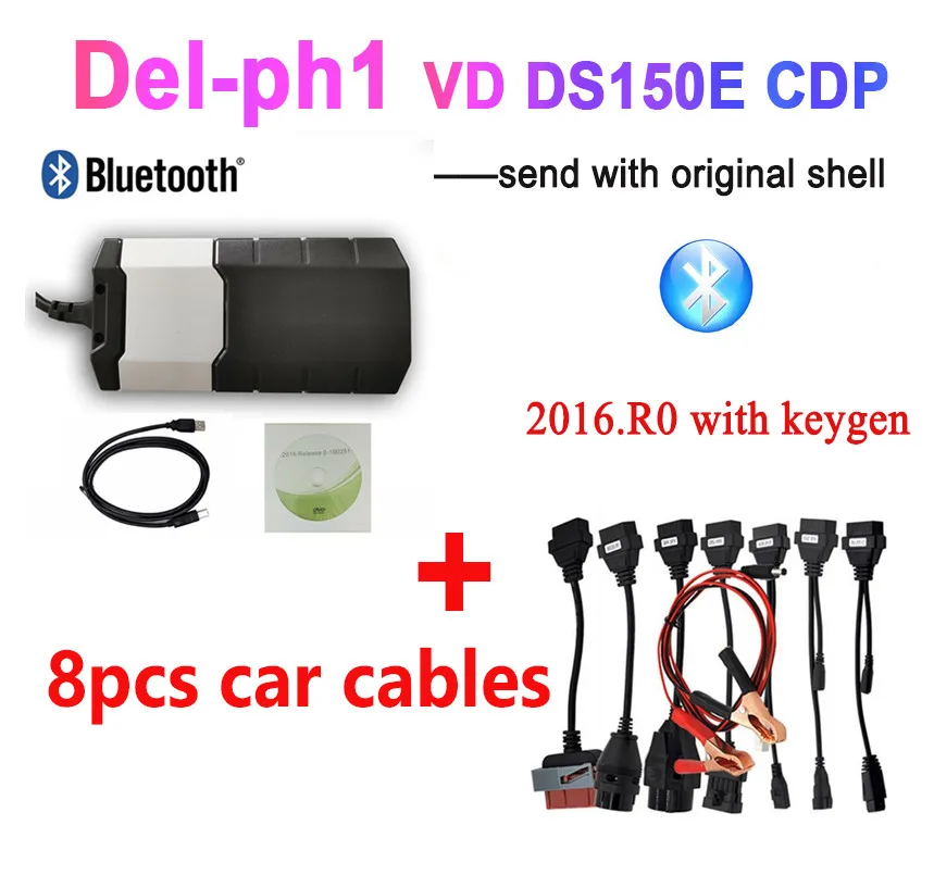 VD DS150E CDP vci obd2 obdii диагностический инструмент с bluetooth сканер инструмент автомобиль грузовик VD TCS CDP Pro Plus для delphis - Цвет: with cable Bluetooth