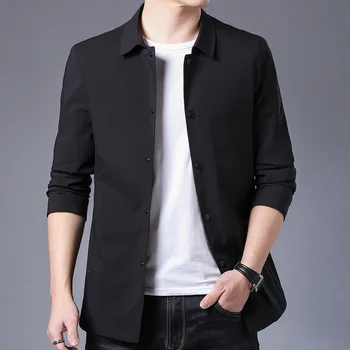 

2020 autumn new men's lapel mid-length jacket business casual spring coat 761