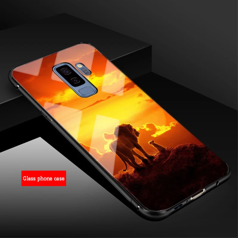 Король Лев для samsung Galaxy NOTE 8 9 S8 S9 S10 плюс A6 A6S A8 A8P J6 J8 чехол из закаленного стекла для телефона