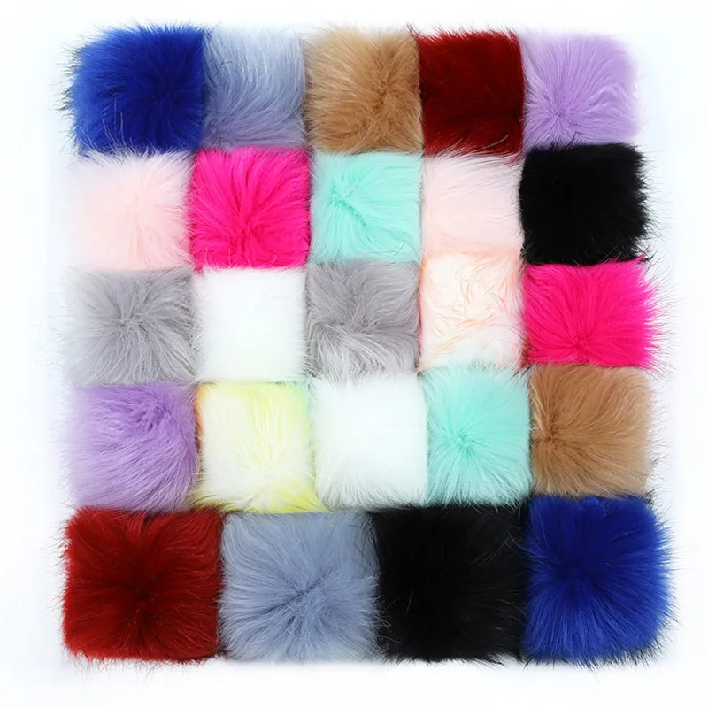 Sewing Threads 24pcs 8/10cm Coloful False Hairball Hat Ball Fur Pompom Fake Fox Fur Shoes Ball Pom Pom DIY Handmade Hat Clothing Accessories Adhesive Fastener Tape