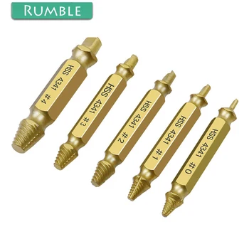 

5Pcs Durable HSS 4341 Material Damaged Screw Extractor Drill Bits Guide Set Bolt Stud Stripped Screw Remover Hand Repair Tool