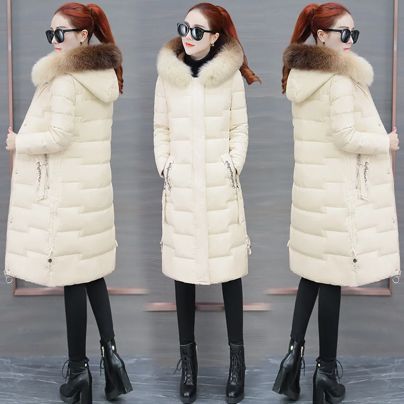 

New Style Fashion Cotton-padded Clothes Women's 2019 Winter Korean-style Loose-Fit Slimming Elegant Hooded Really Big Fur Collar