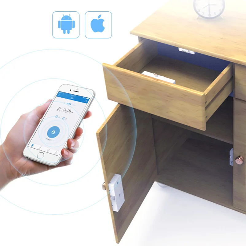 

Wireless Bluetooth Keyless Smart cabinet Lock Invisible Anti-Theft IOS Android APP control for cabinet drawer electric locker
