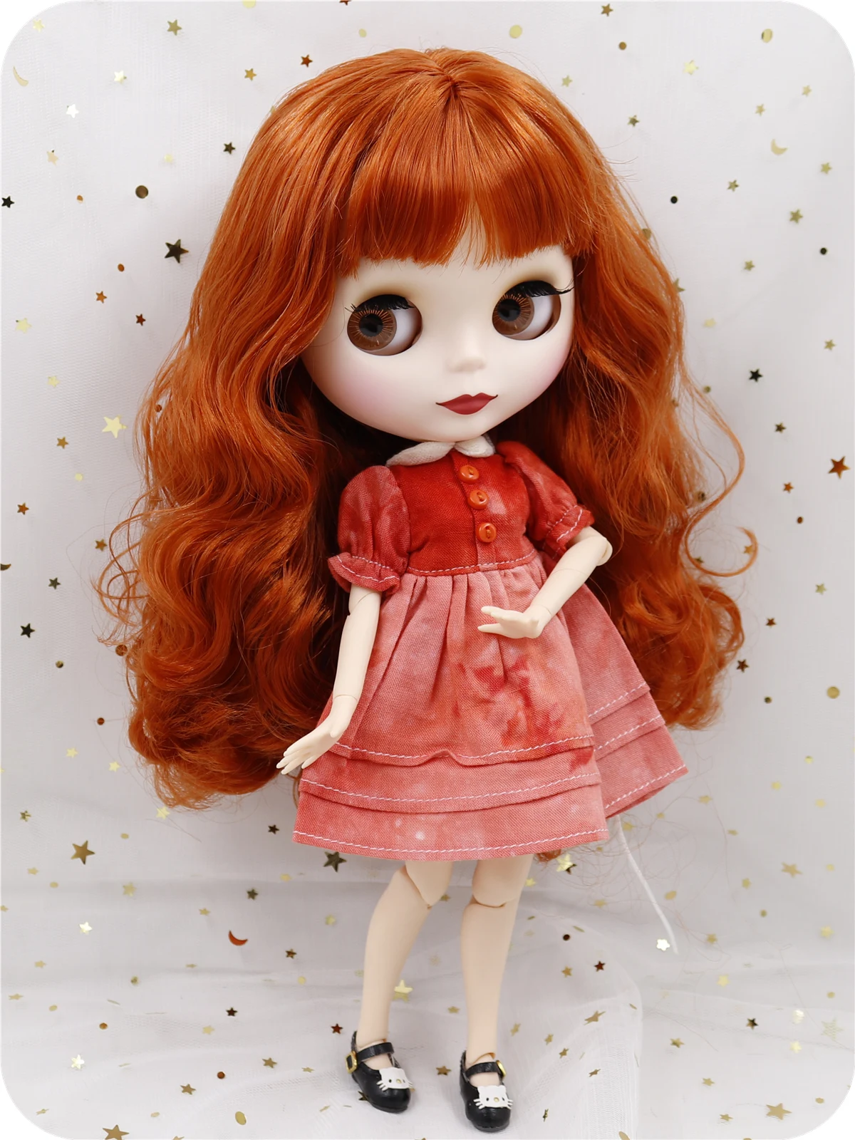 Neo Blythe Doll Tie-Dye Red Dress 2