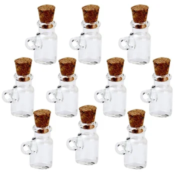 

10 pcs Mini Wish Bottle Kettle Glass Shape Cork Bottle