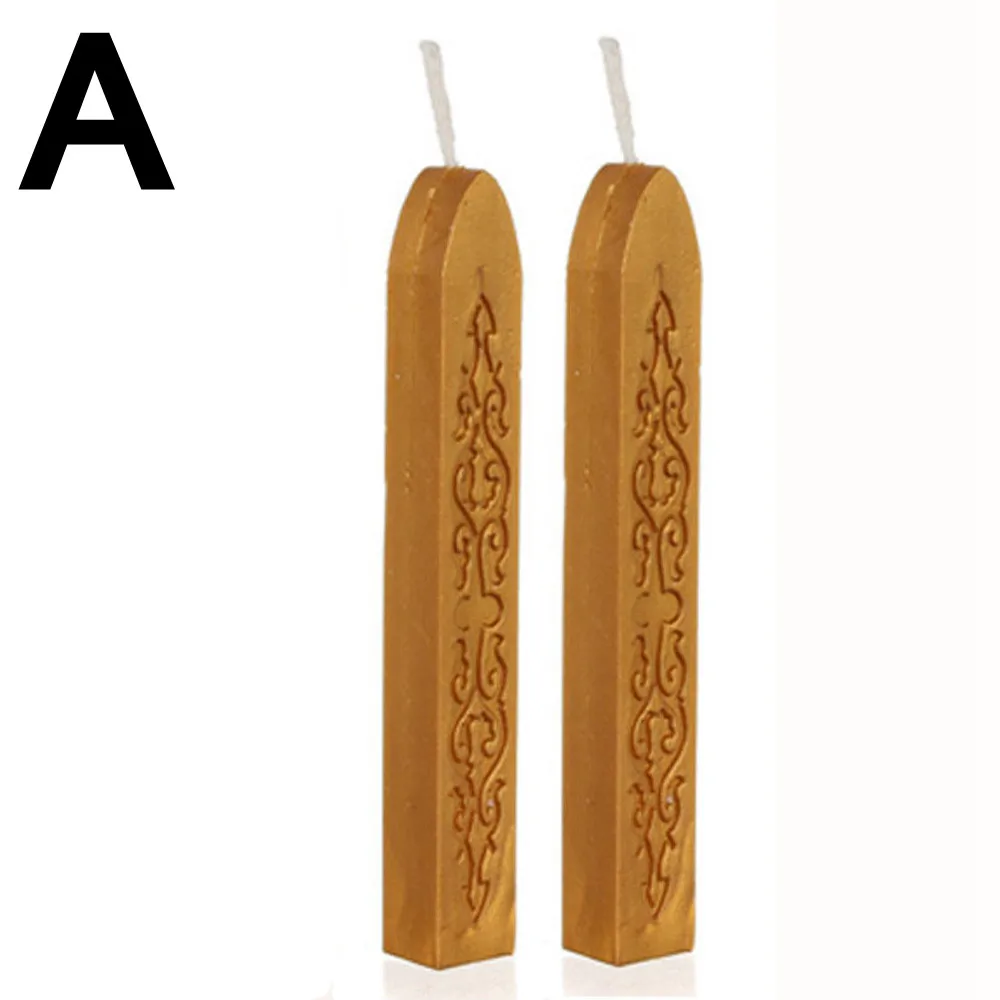 Office Products 2Pcs Vintage Gold Manuscript Sealing Seal Wax Sticks Wicks For Postage Letter