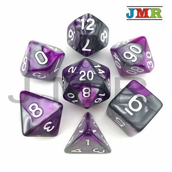 

Purple with Grey Color Portable Dice Playing Game for Dungeons and Dragons Mixed-color Effect Rpg Game Dice for Tabletop Game