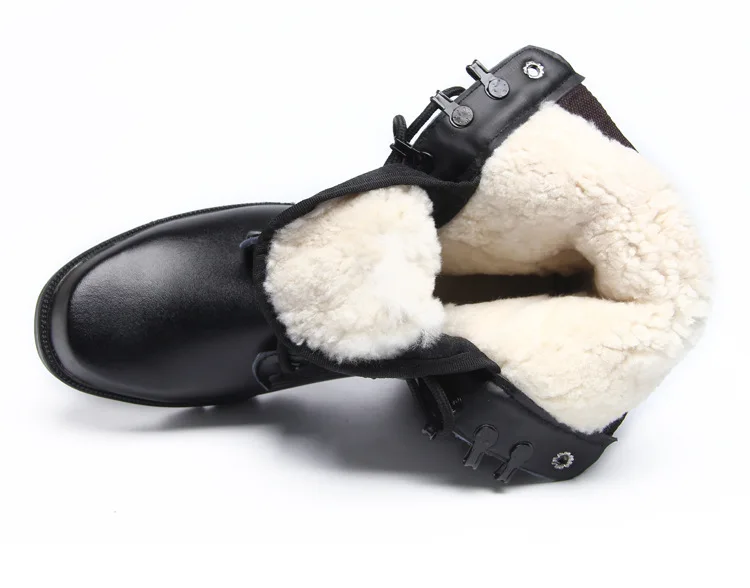 YWEEN/военные ботинки из натуральной шерсти; мужская теплая обувь; зимние мужские рабочие ботинки из искусственной кожи; ковбойские тактические ботинки; мужские зимние ботинки - Цвет: Wool Inner