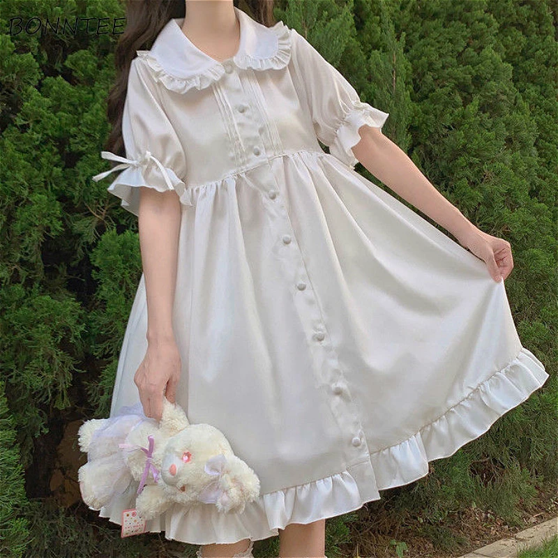 女性のための和風ドレス ゆったりとした学生服 快適な無地 トレンディな膝丈 魅力的で人気のある夏のコレクション Dresses Aliexpress