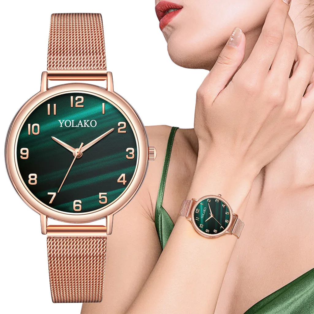 

Yolako Watch for women stylish luxury Sleek Minimalist Stainless Dial Women's Quartz Watch ladies wristwatch Relogio Feminino W3