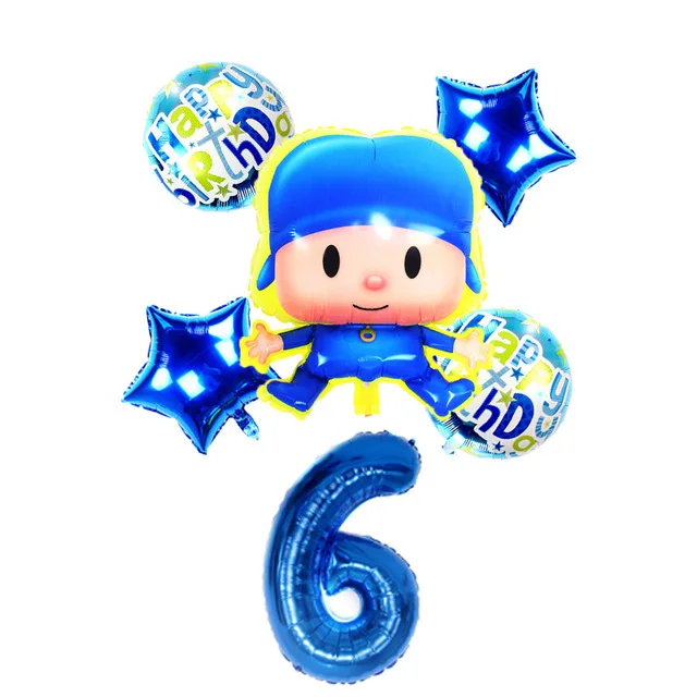 1 й синий Pocoyo День Рождения украшения Детские воздушные шары бэби Шауэр для