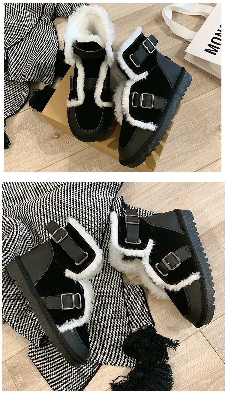 Popular Women Snow Boots Platform Winter Boots Thick Plush Casual Ankle Boots Women Winter Shoes Ladies Fashion Buckle
