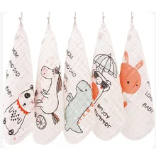 Новое поступление, мультяшное изображение, 5 шт./лот, Мягкий моющийся муслиновый хлопковый платок, полотенце для новорожденных детей, полотенце для лица, квадратный детский нагрудник