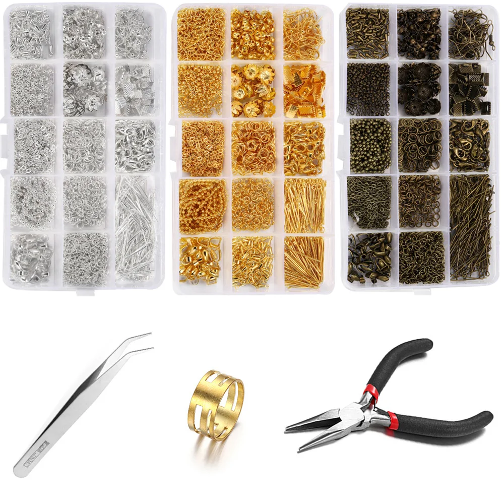 Alloy Accessories Jewelry Findings Set Earring Making Kit Lobster Clasp  Open Jump Rings Repair Tools DIY Jewelry Making Supplies