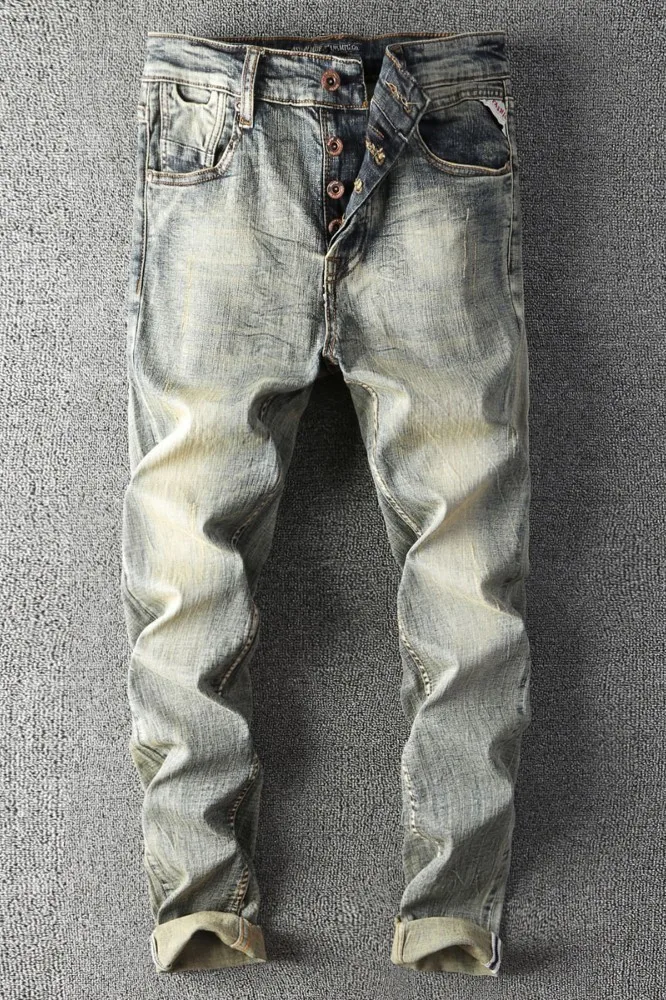 Весенние уличные брюки джинсы высокого качества Для мужчин одежда Slim Fit обтягивающие мужские джинсы сплошного цвета Для мужчин s джинсовые, длиной до колена