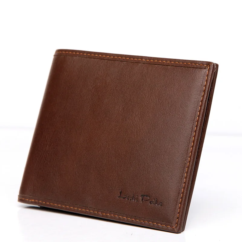 Men Genuine Leather Short Wallet Custom Work-Style Cowhide MEN'S Wallet Manufacturers Printed Logo