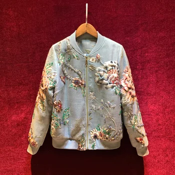 

New Embroidery nail beads Retro Jacquard Heavy Industry Nail Ball Bead Women's jacket jacket