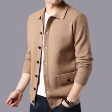 Thoshine Brand Spring Autumn Men Sweatercoats Solid Color Slim Fit Knitted Jackets Male Cardigan Outerwear Sweater coat Knitwear