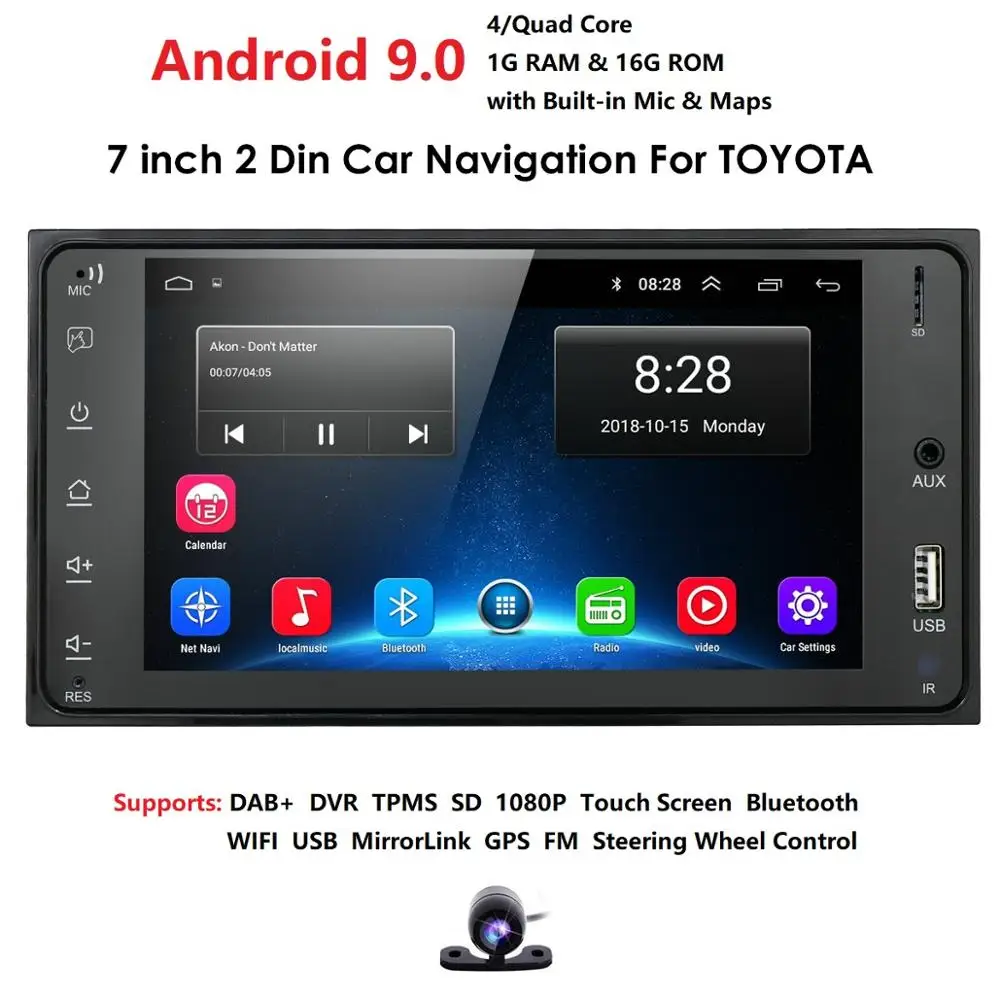 " Android 9,0 4 ядра 2Din автомобильный медиаплеер для Corolla E120 Toyota RAV4 Hilux Fortuner Innova Prado без DVD
