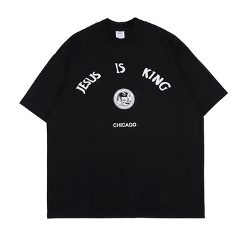 

Kanye West JESUS IS KING Turtleneck Oversize T Shirt Men and Women Short Sleeve Loose Casual Summer T-shirt Hip Hop Harajuku Tee