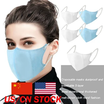 

3/5pcs Disposable Mask Non-woven Dust Mask 3-Layers Anti-pollution PM2.5 Adult Mask Blue / White Two-color optional