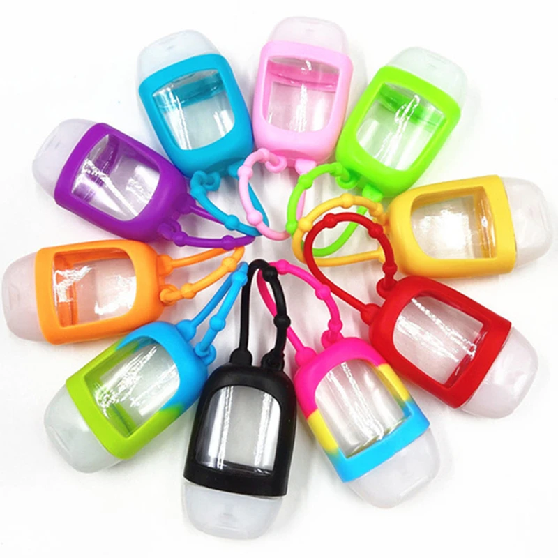 1Pc Mini Hand Sanitizer Sub Bottle 30ml Portable Traveling Refillable Bottle Silicone Protective Cover Storage Container
