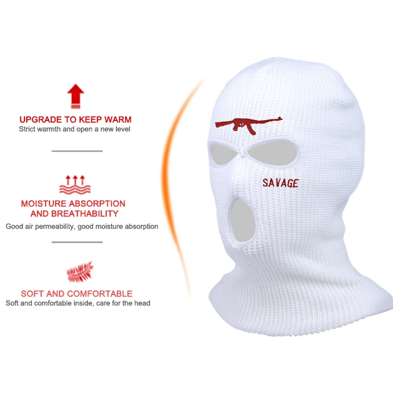 orange skully hat Cool! Brand Winter Fashion Warm AK47 SAVAGE Ski Mask Hats 3-Hole Knit Full Face Cover Balaclava Hat Unisex Embroidery Beanies rolled up skully hat